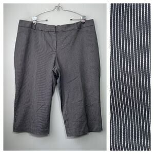 Worthington Plus Size 22W Black White Striped Capris Cropped Trousers Office Y2K